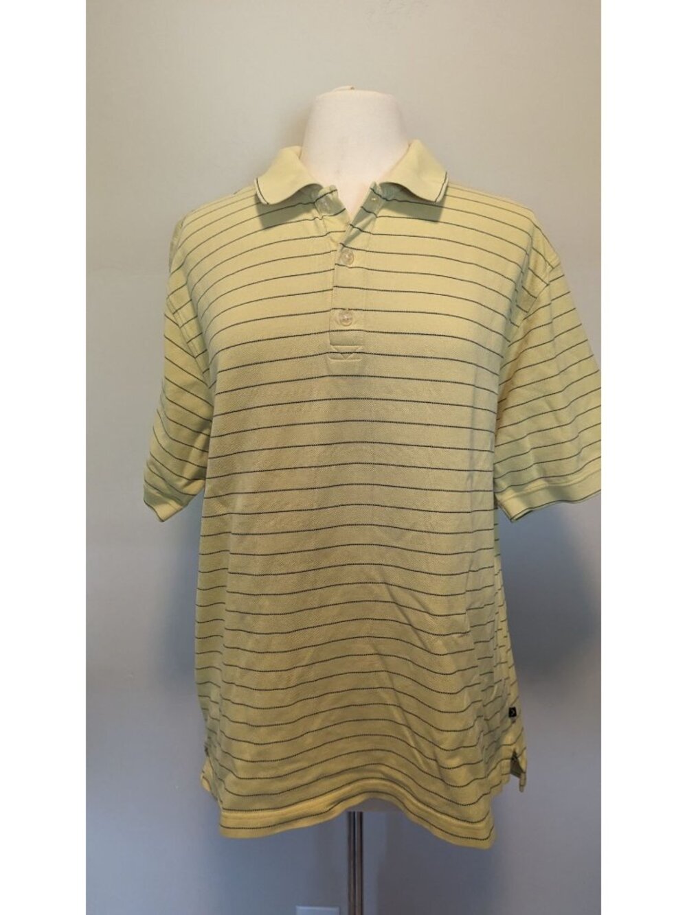 Callaway Golf Mens Yellow Striped Cotton Polo Shirt Size L